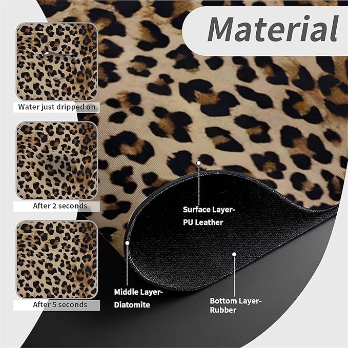 Kitchen Sink Splash Guard，Leopard print vortex Faucet Mat Sink Gadgets-Super Absorbent Fast Drying Mat Drip Catcher for Kitchen, Bathroom,Sink Mat, Dish Drying Mat, Bathroom(15" X 5.5" )