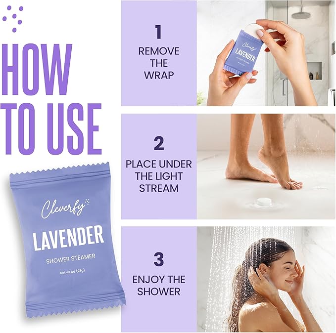 Cleverfy Lavender Shower Steamers Aromatherapy - Valentines Day Gifts for Her, Him, Women, Daughter, Mom, Girlfriend, Wife, Teen Girls - Valentines Gifts for Her, Him, Women and Men - 18 Tablets