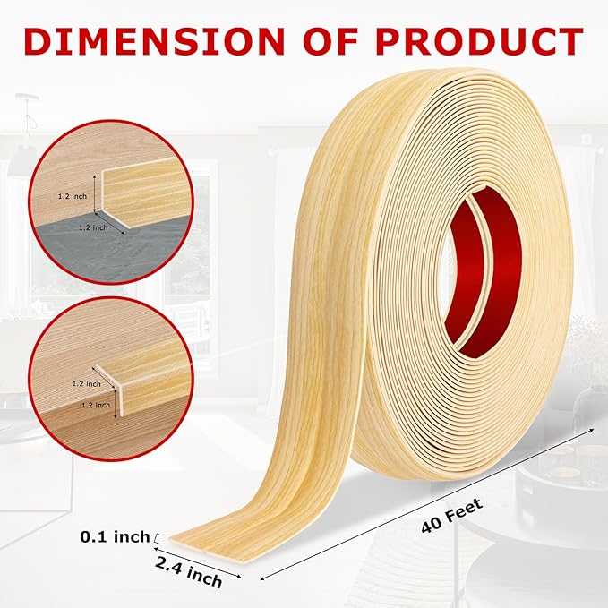Flexible Wall Corner Protector Moulding Trim Peel and Stick Wall Corner Guards Edge Protector Self Adhesive Molding Trim Strip for Edge Ceiling (Original Wood Grain, 2.4 in x 40 Ft)