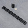 SaniteModar Linear Shower Drain, 36 inch Black Shower Drain with Removable Capsule Pattern Grate,304 Stainless Steel Shower Drain Include Hair Strainer,Adjustable Leveling Feet