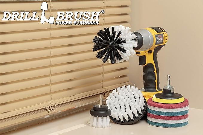 Drillbrush Cleaning Supplies - Detail Brush Set - Upholstery Cleaner Brush - Carpet Cleaner Scrub Brush - Auto Brush Cleaning - Car Cleaning Kit Interior Detailing Kit - Upholstery Cleaning Brush