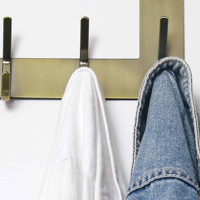 Dseap Over The Door Hook Hanger - 6 Hooks Over Door Coat Rack for Hanging Clothes Hat Towel, Bronze