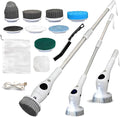 Electric Spin Scrubber, Cordless Power Brush with 8 Multi-Functional Heads, 3 Adjustable Speeds, IPX7 Waterproof, LED Display, Long Handle (13.8"-51"), Perfect for Bathroom, Tile, Kitchen, Car