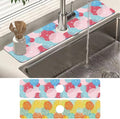 2 Pack Abstract Flowers Sink Splash Guard Faucet Mat Vintage Floral Super Absorbent Fast Drying Mat Sink Gadgets-Splash Guard Behind Faucet Drip Catcher for Kitchen Bathroom, 23.5"x5.5"