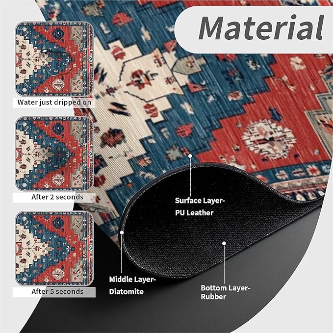 Kitchen Sink Splash Guard，Rhombus shaped geometric Faucet Mat Sink Gadgets-Super Absorbent Fast Drying Mat Drip Catcher for Kitchen, Bathroom,Sink Mat, Dish Drying Mat, Bathroom(15" X 5.5" )