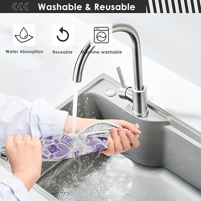 Sink Faucet Absorbing Mat Kitchen Sink Splash Guard Splash Faucet Drip Catcher for Bar RV Bathroom 2PCS 30x5.5in Lavender Flowers Teal Mandala Purple