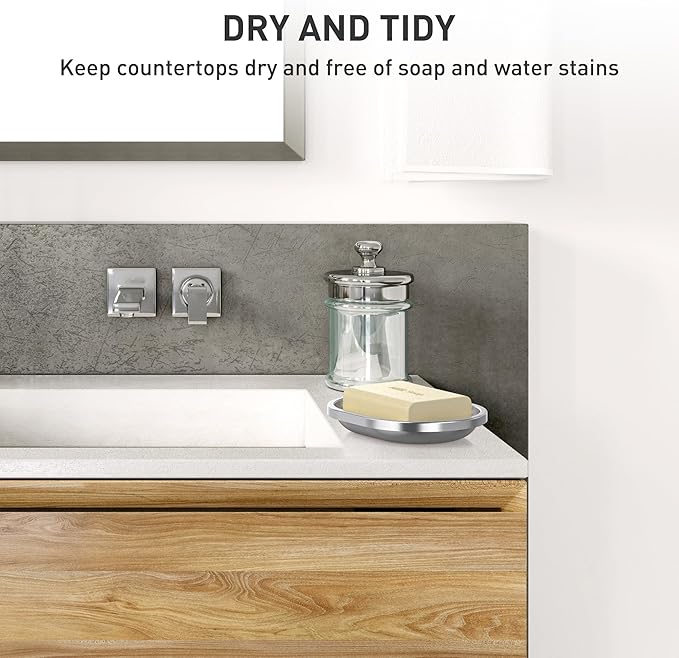 Soap Dish,Stainless Steel Soap Holder with Drain Spout,Brushed Metal Soap Saver for Bathroom Shower, Bathtub, Kitchen Sink,Durable and Stylish