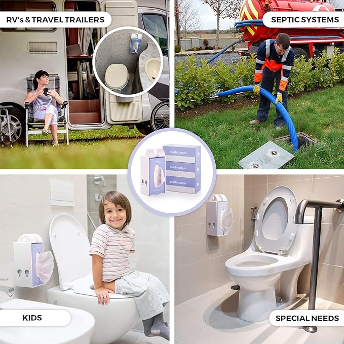 Toilet Paper Holder With 4-Ply Soft Toilet Paper - Portable Tissue Holder Installs Easily & Keeps Soft Toilet Paper Organized & Accessible - Toilet Holders Designed for Travel Trailers Campers Marine