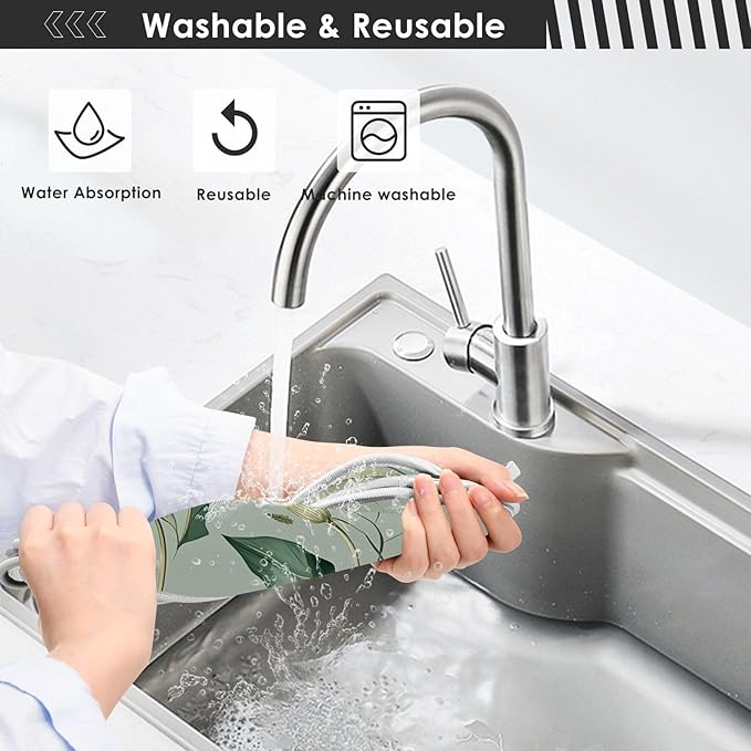 Sink Faucet Absorbing Mat Kitchen Sink Splash Guard Splash Faucet Drip Catcher for Bar RV Bathroom 2PCS 23.6x5.5in Sage Green Dandelion