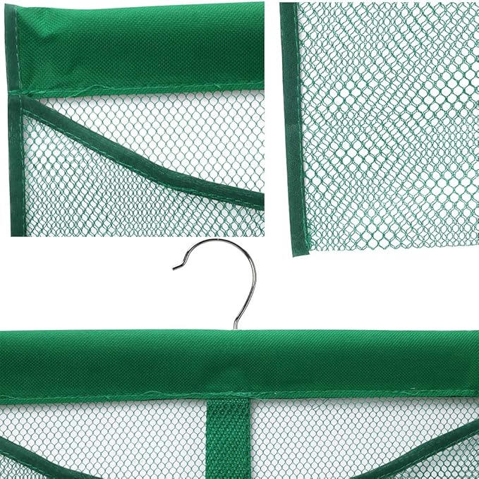 Portable Mesh Pocket with Rotatable Hanger, Quick Dry Serial Type Bath Storage Organizers for Travel, Camper, RV, Gym, Cruise, Cabin, College Dorm Shower(Green)