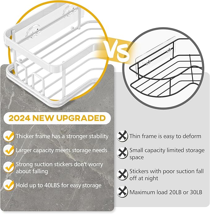 MAXIFFE Shower Caddy Organizer, 3-Pack Corner Shower Caddy Organizer Shelves Storage Rack Accessories for Bathroom Countertop Home Decor Set, White