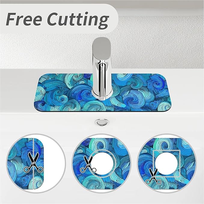 Kitchen Sink Splash Guard，Vortex and Spiral Faucet Mat Sink Gadgets-Super Absorbent Fast Drying Mat Drip Catcher for Kitchen, Bathroom,Sink Mat, Dish Drying Mat, Bathroom(15" X 5.5" )
