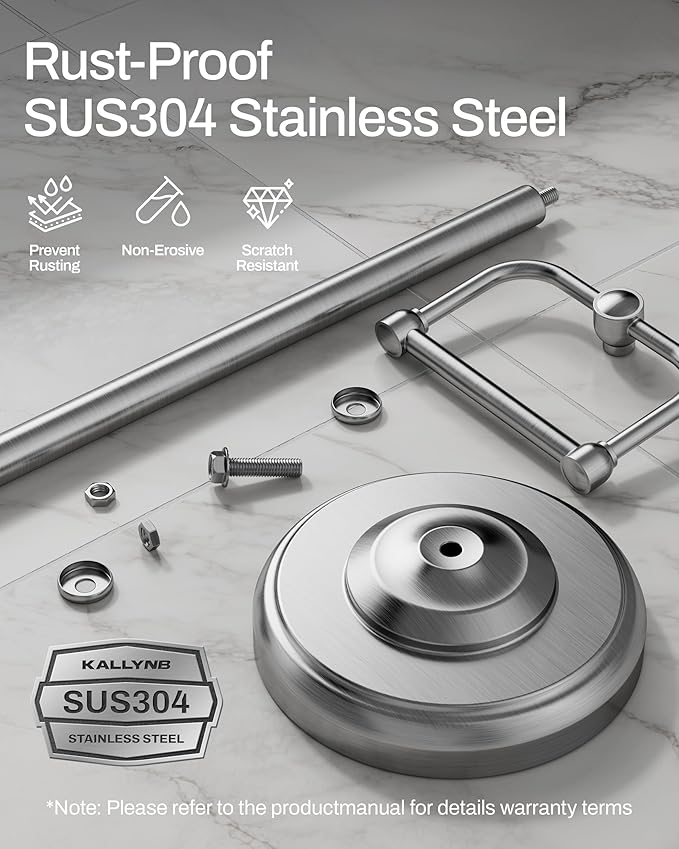 Freestanding Toilet Paper Holder Stand - Rustproof 304 Stainless Steel with Heavy Duty Weighted Base (4.8lbs), 22" Height Pivot Arm Tissue Roll Dispenser, Fits Mega Rolls - Chrome Finish