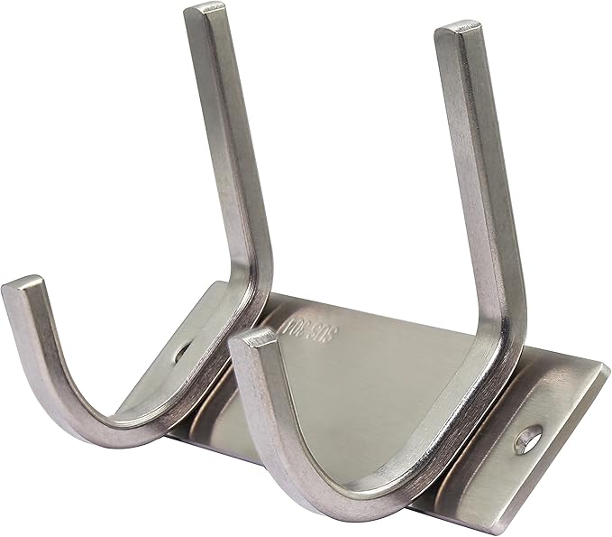 Set of 2, WEBI C-CBG022 Heavy Duty Stainless Steel 304 Hook Rail Coat Rack with 2 Hooks, Satin Finish, Great Home Storage & Organization for Bedroom, Bathroom, Foyers, Hallways