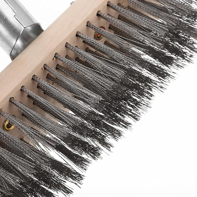 Heavy-Duty Stainless Steel Wire Floor Scrub Brush 20cm Head and Grout for Outdoor Concrete, Patio, Garage, and Garden Surfaces – Floor Cleaning Scrubber Tool