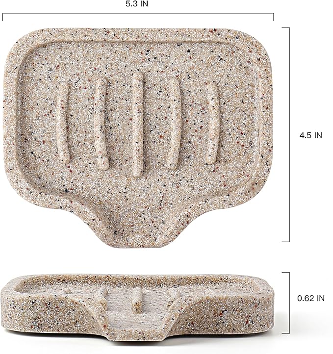 Self Draining Soap Dish- Bar Soap Holder for Shower, Large Soap Savers Soap Tray Sponge Holder for Kitchen Bathroom Bathtub Sink, Linen