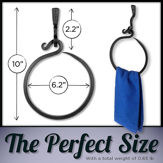 Wrought Iron Towel Ring - A Touch Of Artisanal Charm To Your Kitchen Or Bathroom With Our Handmade Towel Ring. Crafted By Blacksmiths, This Rustic Towel Rack Will Add A Timeless Elegance To Your Space