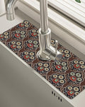 Patterned Sink Faucet Mat Kitchen Splash Guard Super Absorbent Drying Mat, Non-Slip Drain Pad for Kitchen Counter or Bathroom-15x5.5in