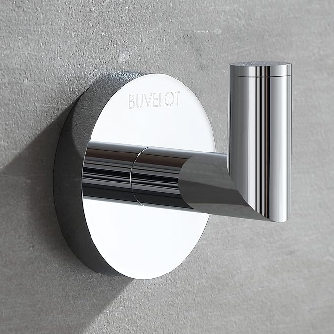 Towel Hook, Coat Hooks for Bathroom and Kitchen, Modern Robe Hook Wall Mounted, Chrome, 077010-CR, Leo Series