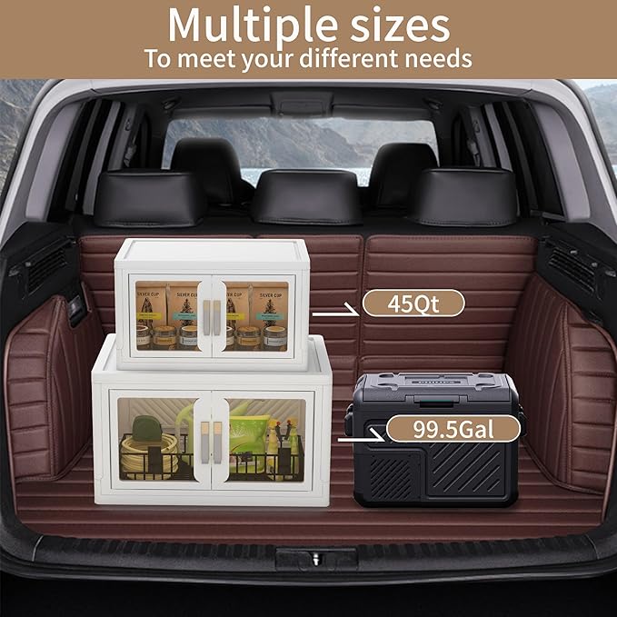 Large Clear Stackable Storage Bins with Lids, 180QT-45QT*4Tier Foldable Cabinet for Closet Organizers, Plastic Storage Box with Wheels White