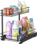 HANKEY Pull Out Cabinet Organizer Under Sink 2-Tier Slide out Shelves and Storage for Kitchen Bathroom Pantry Organization Sliding Pull-out Home Organizers,Metal,Black