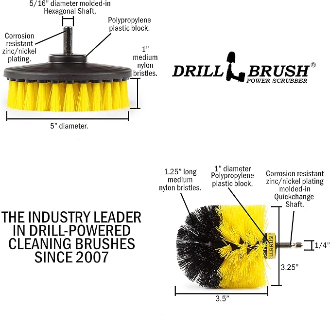 Bathroom Accessories - Cleaning Supplies - Drill Brush Shower Cleaner - Bathtub - Bath Mat - Sink - Bidet - Grout Cleaner - Shower Door - Scrub Brush - Carpet - Tile - Flooring - Tub Cleaning Brushes