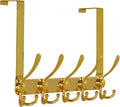 Dseap Over The Door Hook Hanger - Fits 1 3/8" to 1 3/4" Standard Doors | 5 Tri Hooks Heavy Duty Towel/Coat Rack | Door Organizer for Clothes, Jackets, Hats, Towels, Gold