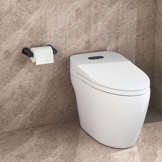 YUMORE Toilet Paper Holder Wall Mounted, Springless Pivoting Bathroom Tissue Holder, Easy One-Hand Reload No Spring Needed, Matte Black Modern Bathroom Hardware Accessories