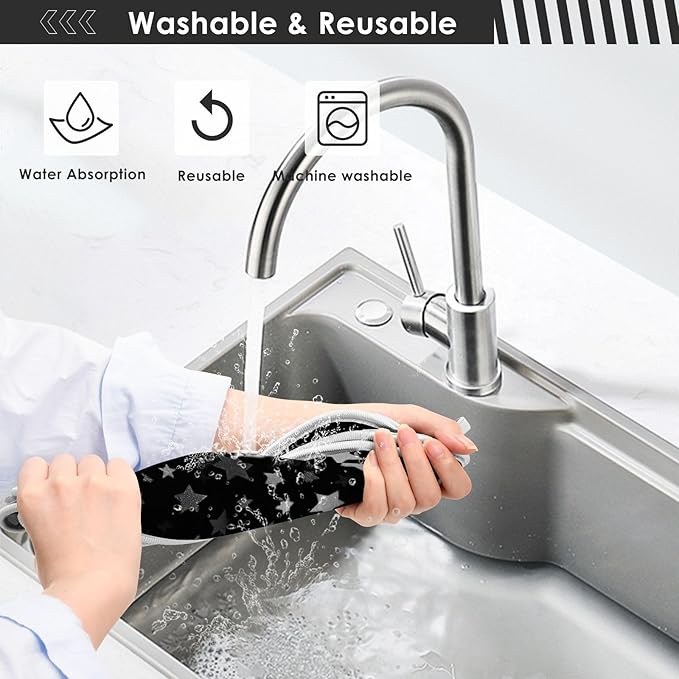 2 PCS Kitchen Sink Splash Guard 23.6 Inch Faucet Mat for Kitchen Sink Bathroom Sink Faucet Absorbing Drip Drain Mat Pad Microfiber Soft Washable Black and Blue Stars