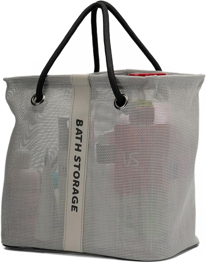 Bath Storage Shower Caddy Organizer for Bathroom, College Dorm, Camp, Gym (Large Grey)