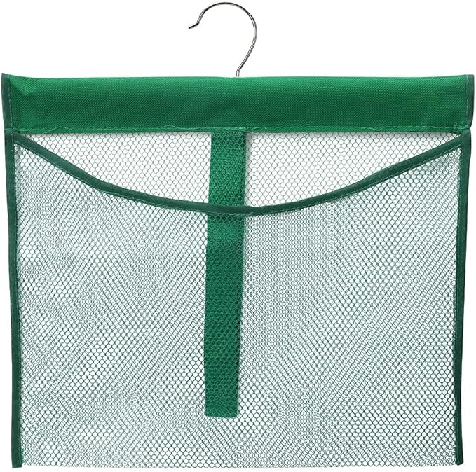 Portable Mesh Pocket with Rotatable Hanger, Quick Dry Serial Type Bath Storage Organizers for Travel, Camper, RV, Gym, Cruise, Cabin, College Dorm Shower(Green)