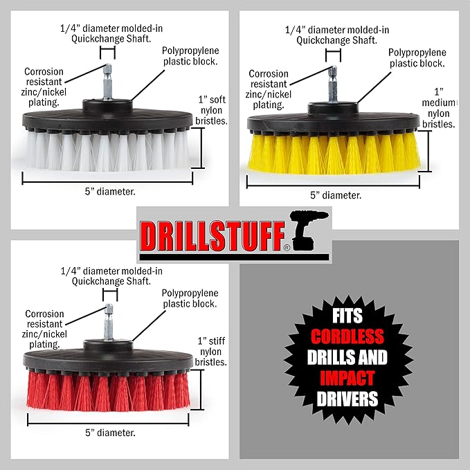 Cleaning Supplies - Drill Brush - Carpet - Upholstery Cleaner - Shower Door - Bathroom Accessories - Shower Cleaner - Bath Mat - Bathtub - Outdoor - Scrub Brush - Bird Bath - Concrete Cleaner