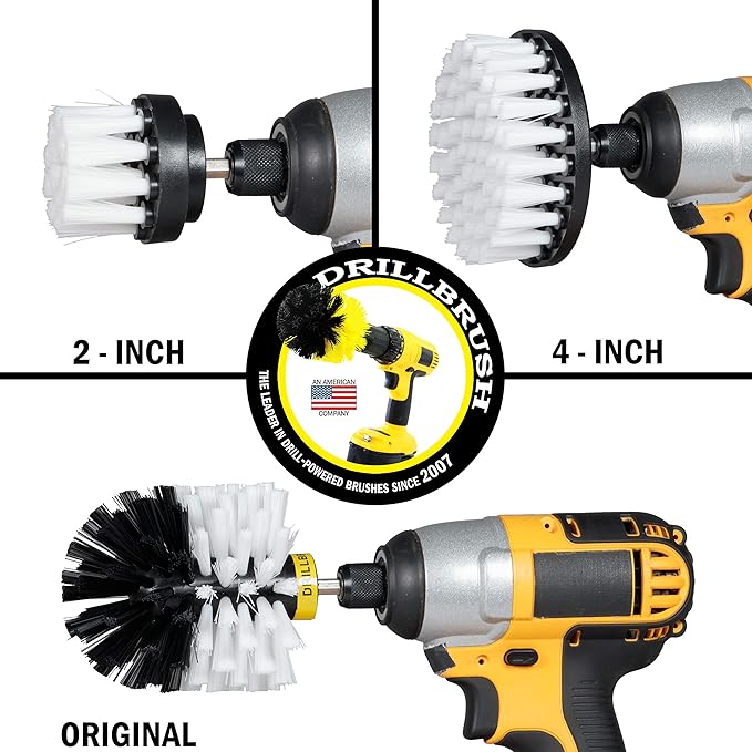 Drillbrush Cleaning Supplies - Detail Brush Set - Upholstery Cleaner Brush - Carpet Cleaner Scrub Brush - Auto Brush Cleaning - Car Cleaning Kit Interior Detailing Kit - Upholstery Cleaning Brush