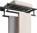 Alise Towel Rack for Bathroom Wall Mount,Bathroom Towel Holder Double Towel Bars with Shelf,16 Inch SUS304 Stainless Steel Towel Hanger for Bathroom Walls,Matte Black