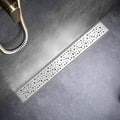 Sharp-tec 28 inch Linear Shower Drain, Brushed Rectangular Floor Drain, V-Shape Design Drain Channel, 304 Stainless Steel, cUPC Certificated for Bathroom Shower Room (Drain Base is Not Included)