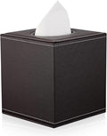 KINGFOM Square Pu Leather Tissue Box Cover, Modern Facial Tissue Holder, Roll Tissues Paper Case Dispenser for Bathroom Vanity Countertop, Night Stands, Office Desk & Car(Brown)