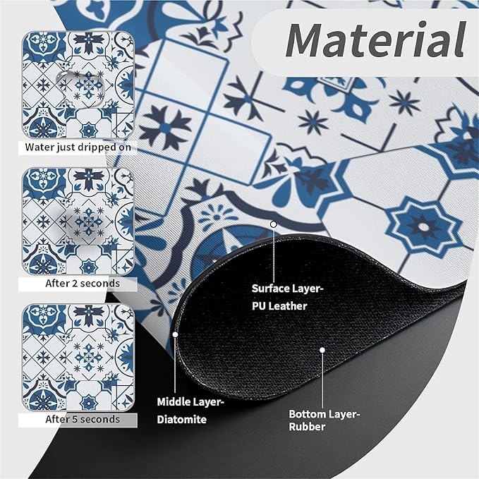 Kitchen Sink Splash Guard，Floral Mosaic stitching Faucet Mat Sink Gadgets-Super Absorbent Fast Drying Mat Drip Catcher for Kitchen, Bathroom,Sink Mat, Dish Drying Mat, Bathroom(15" X 5.5" )