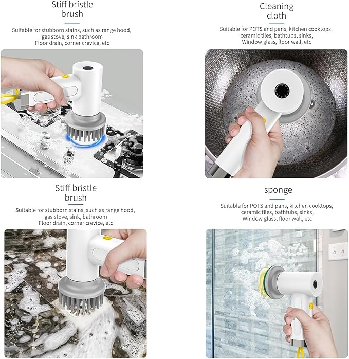 Electric Spin Scrubber Cordless Power Cleaning Brush Rechargeable Scrubber for Bathroom Tub Sink Kitchen Dishes Tile Window