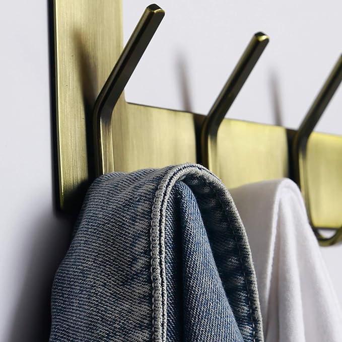 Dseap Over The Door Hook Hanger - 6 Hooks Over Door Coat Rack for Hanging Clothes Hat Towel, Bronze, 2 Packs