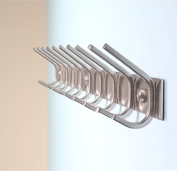 10 Hooks,WEBI Heavy Duty Stainless Steel 304 Hook Rail Coat Rack with 10 Hooks, Satin Finish, Great Home Storage & Organization for Bedroom, Bathroom, Foyers, Hallways,2Packs