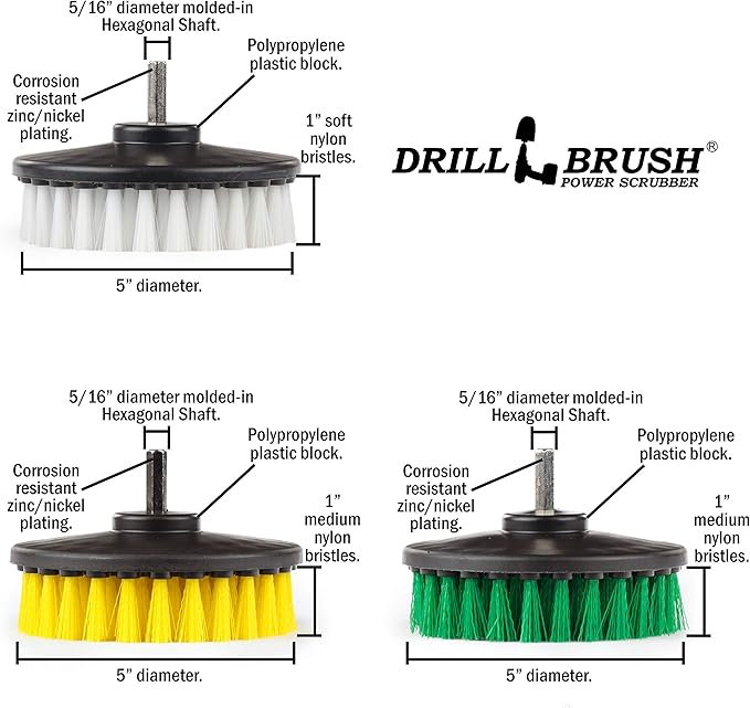 Kitchen Tools - Drill Brush - House Cleaning Spin Brush Kit - Stove, Oven Rack, Sink, Baseboard, Floor - Bathroom Accessories - Shower Door - Vanity Mirror - Shower Curtain - Bath Mat - Tile and Grout