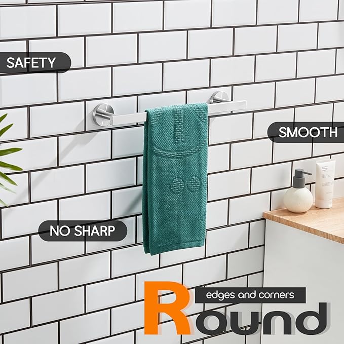 12 Inch Bathroom Towel Bar Bath Towel Rack Kitchen Towel Holder Towel Ring Wall Mounted SUS304 Stainless Steel Brushed Nickel AN4001BR-L12