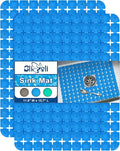 Bligli Sink Mat for Stainless Steel/Ceramic Sinks, 2 Pack 15.8x11.8 inches PVC Sink Protectors for Bottom of Kitchen Sink, Dishes and Glassware drain Mats, Durable and Fast Draining (Blue)