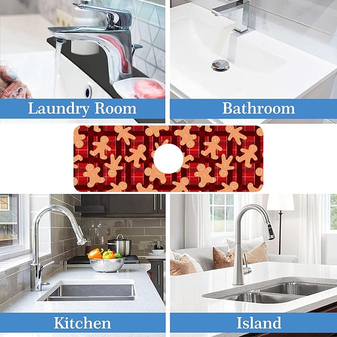 Ginger Man Faucet Mat for Kitchen Sink Ginger, Soft Diatom Mud Material, Strong Water Absorption, Non-slip, Easy to Clean for Bathroom, Kitchen 15"X5.5"