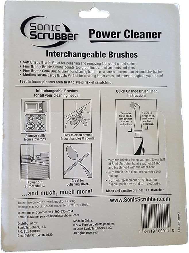 Chef's Choice Japan International Commerce Sonic Scrubber Brush Set for Kitchen & Home