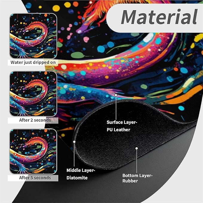 Faucet Draining Mat For Kitchen Sink, Colorful Axolotl Diatom Mud Absorbent Drain Pad For Bathroom Kitchen Sink Splash Guard Drying Mat