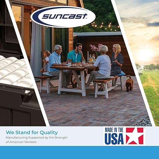 Suncast Dual Trash Hideaway Cabinet for Garbage and Recycle Bags, Discrete Outdoor Trash Cabinet with Concealed Trash Bag Holders, Holds Two 33-Gal. Bags, Made in the USA