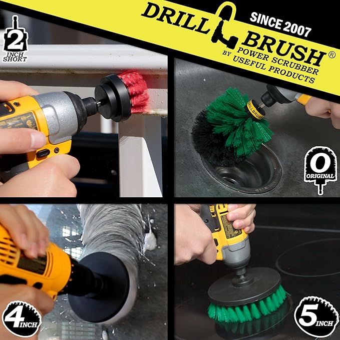 Cleaning Supplies - Drill Brush - Kitchen - Oven - Stove - Cast Iron Skillet - Dish Brush - Bathroom Accessories - Scrub Brush - Shower Cleaner -Grout Cleaner - Spin Brush - Bird Bath - Garden Statues