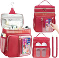 Portable Shower Caddy College Dorm Essentials, Large Toiletry Bag for Women Men, 2 Layers Quickly Dry Mesh Bathroom Tote Bag, Hanging Makeup Organizer Bag for Travel, Gym, Camping (Wine Red)
