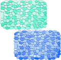 Coopay Kitchen Sink Mat Pebble Protect Mat PVC Eco-friendly Adjustable Stainless steel/ Porcelain Dish Drying Pad Protector for Bottom of Kitchen Sink, 15.8 x 11.8 inches (2 Pack, Blue and Green)